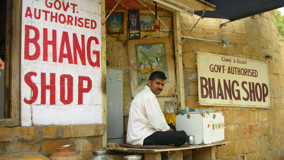 Bhang shop in India, authorized by the government.