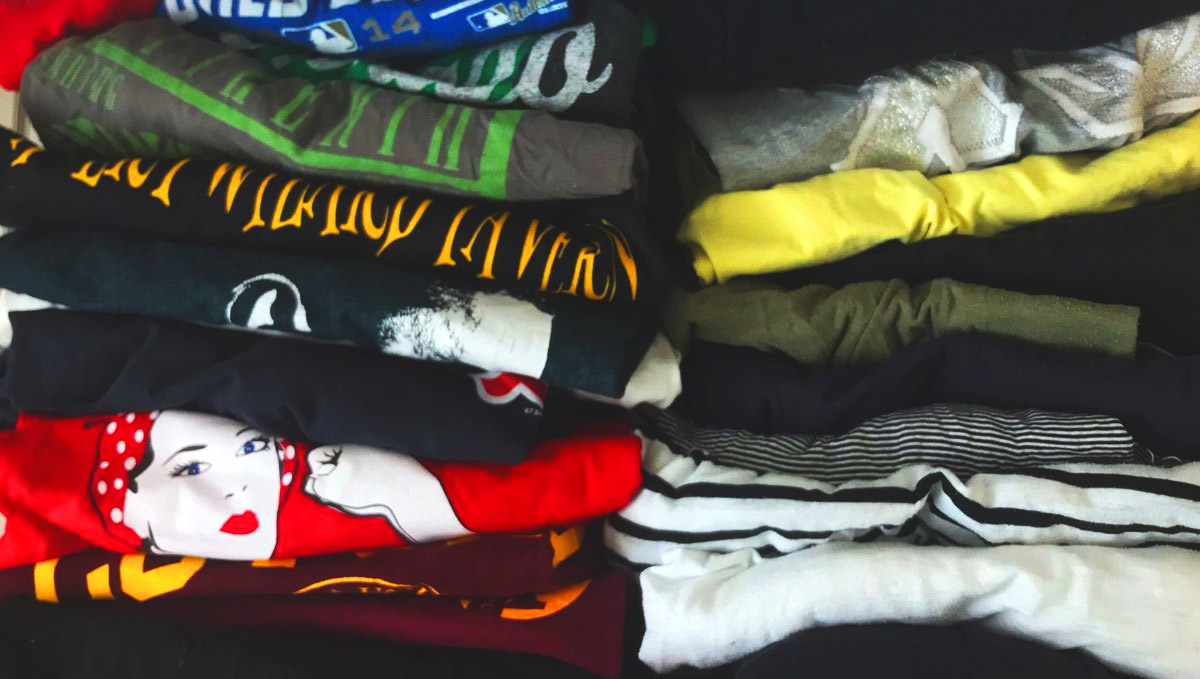 Stash your weed in between your T-shirts pile.