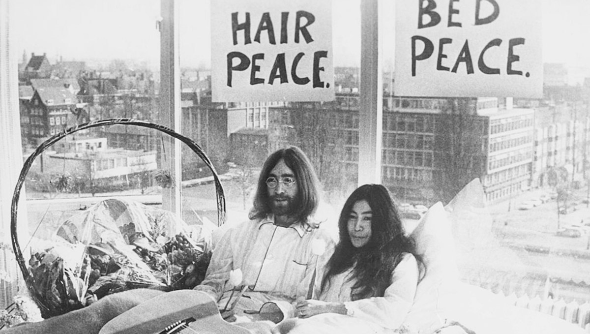 John Lennon was a stoner and peace activist along with artist Yoko Ono.