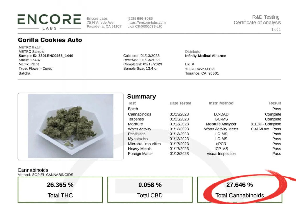 Gorilla Cookies Auto cannabis strain: lab test certificate