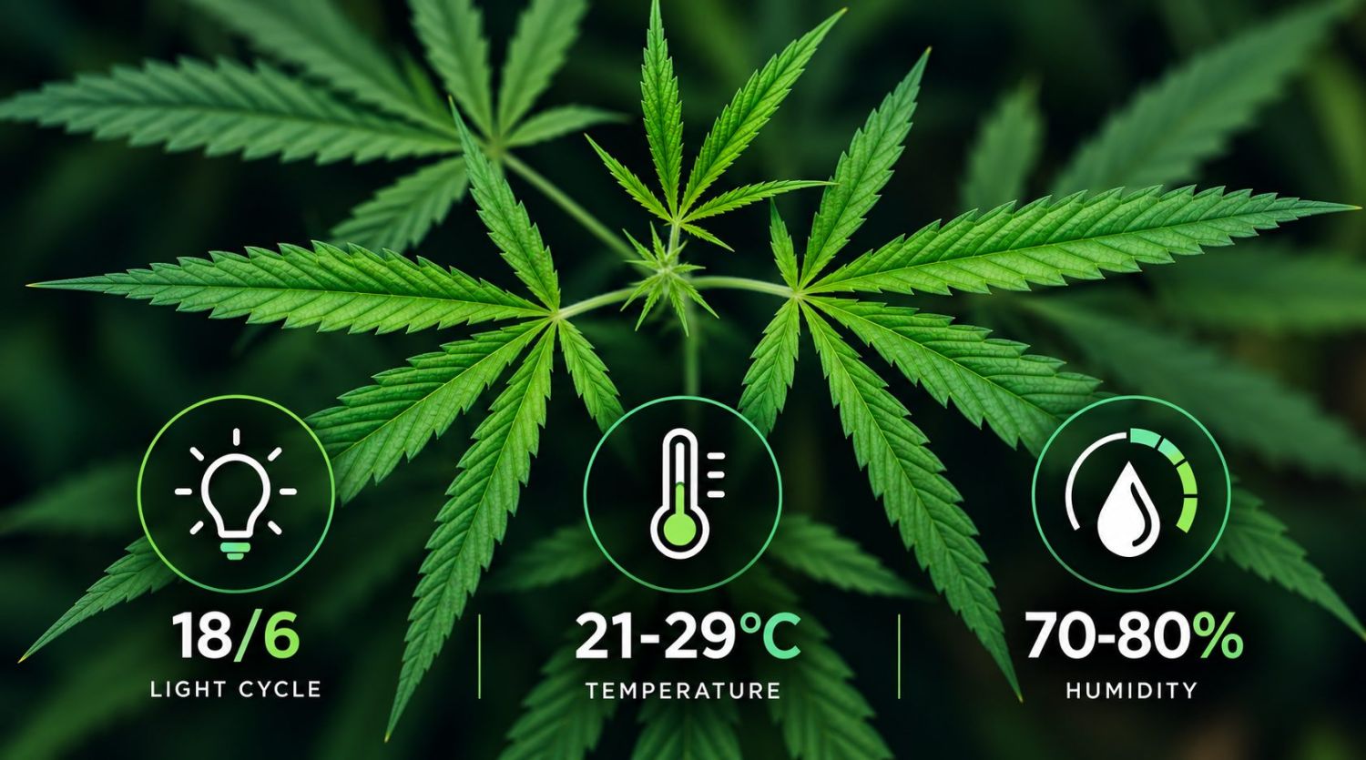 Condizioni ottimali per la cannabis nella fase vegetativa. Condizioni ottimali per la cannabis nella fase vegetativa.