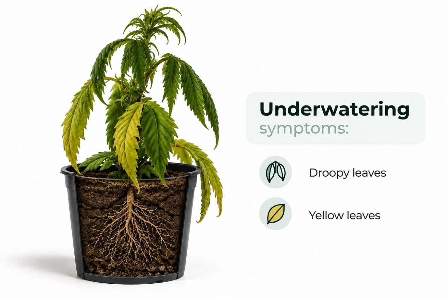 Common cannabis seedling problems: underwatering