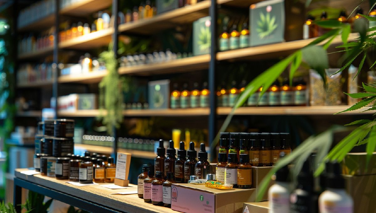 Weed in Ohio: Cannabis Legal Status Guide: Marijuana products on the shelves of a shop Weed in Ohio: Cannabis Legal Status Guide: Marijuana products on the shelves of a shop