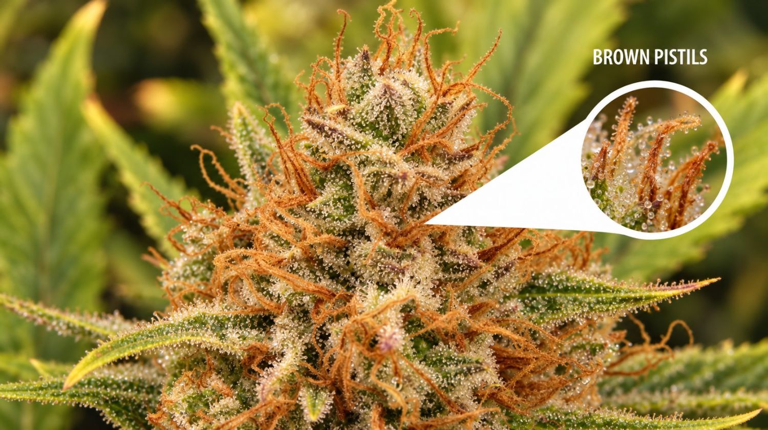 Høst Din Autoflowering Cannabis: brune stigmas Høst Din Autoflowering Cannabis: brune stigmas