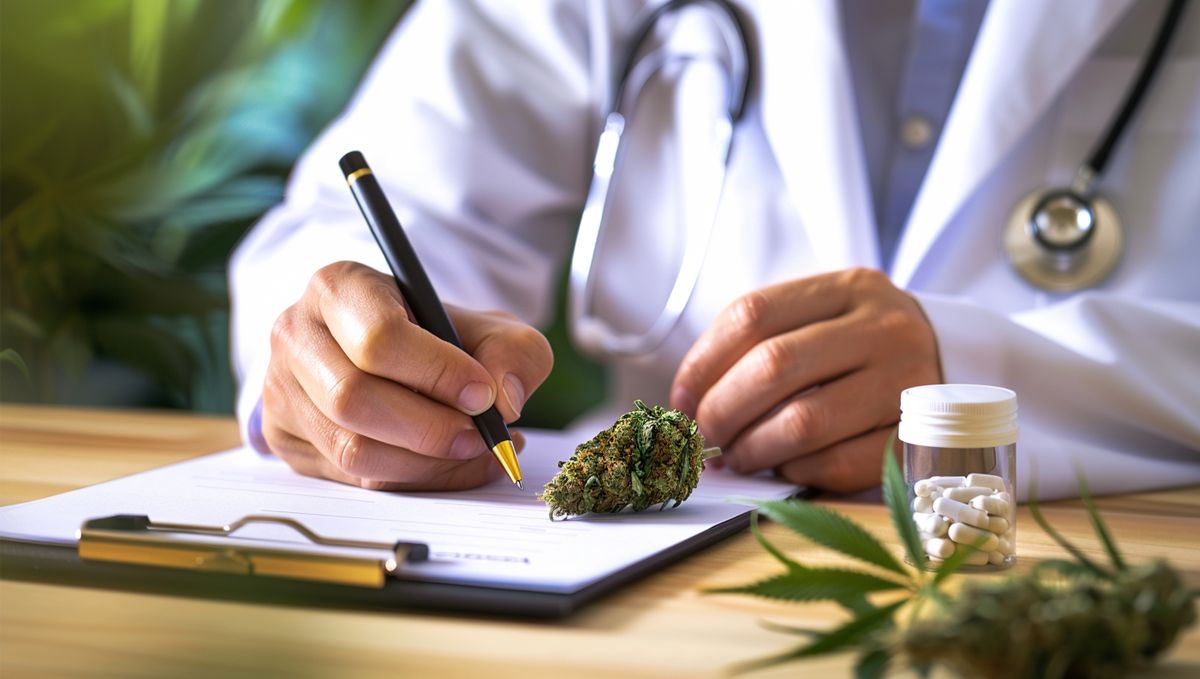 Weed in Pennsylvania: Cannabis Legal Status Guide: A doctor filling out a cannabis prescription Weed in Pennsylvania: Cannabis Legal Status Guide: A doctor filling out a cannabis prescription
